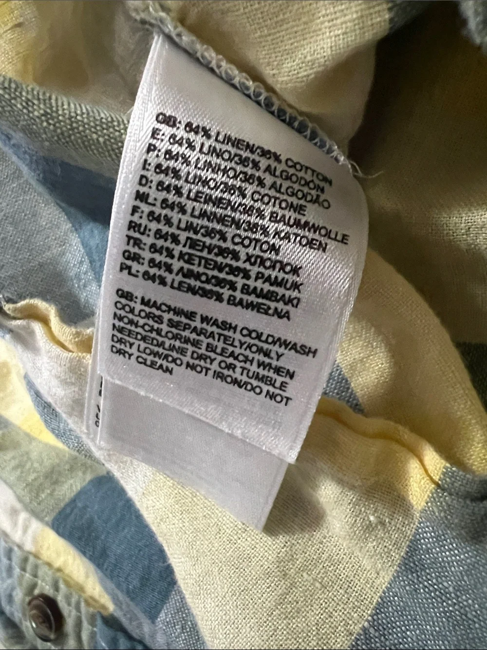The North Face Yellow and Blue Plaid Short-Sleeve Button-Down Shirt